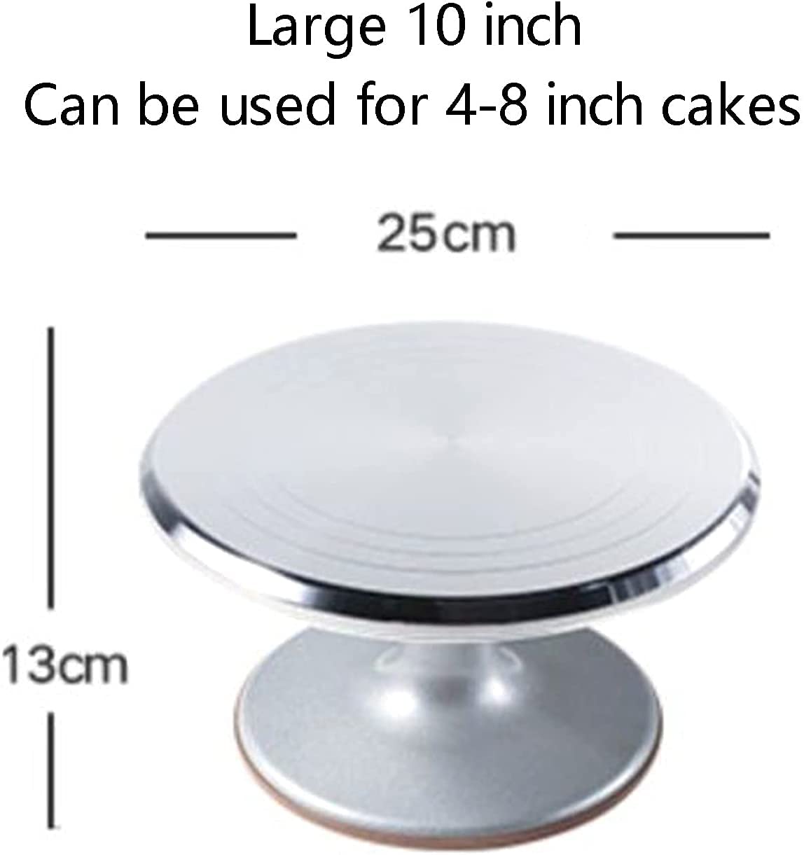 Gramofon do ciasta obrotowy stojak na ciasto ze stopu aluminium z antypoślizgowym gumowym dnem do ciasta narzędzia do pieczenia babeczek artykuły do ciasta gramofon (kolor: srebrny, rozmiar: 10 cali)