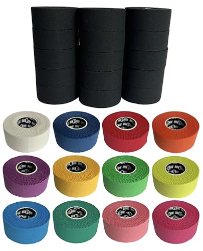 Image of Ringside 1 inch Athletic Trainers Tape, 15 Rolls, Adhesive Cotton, Black