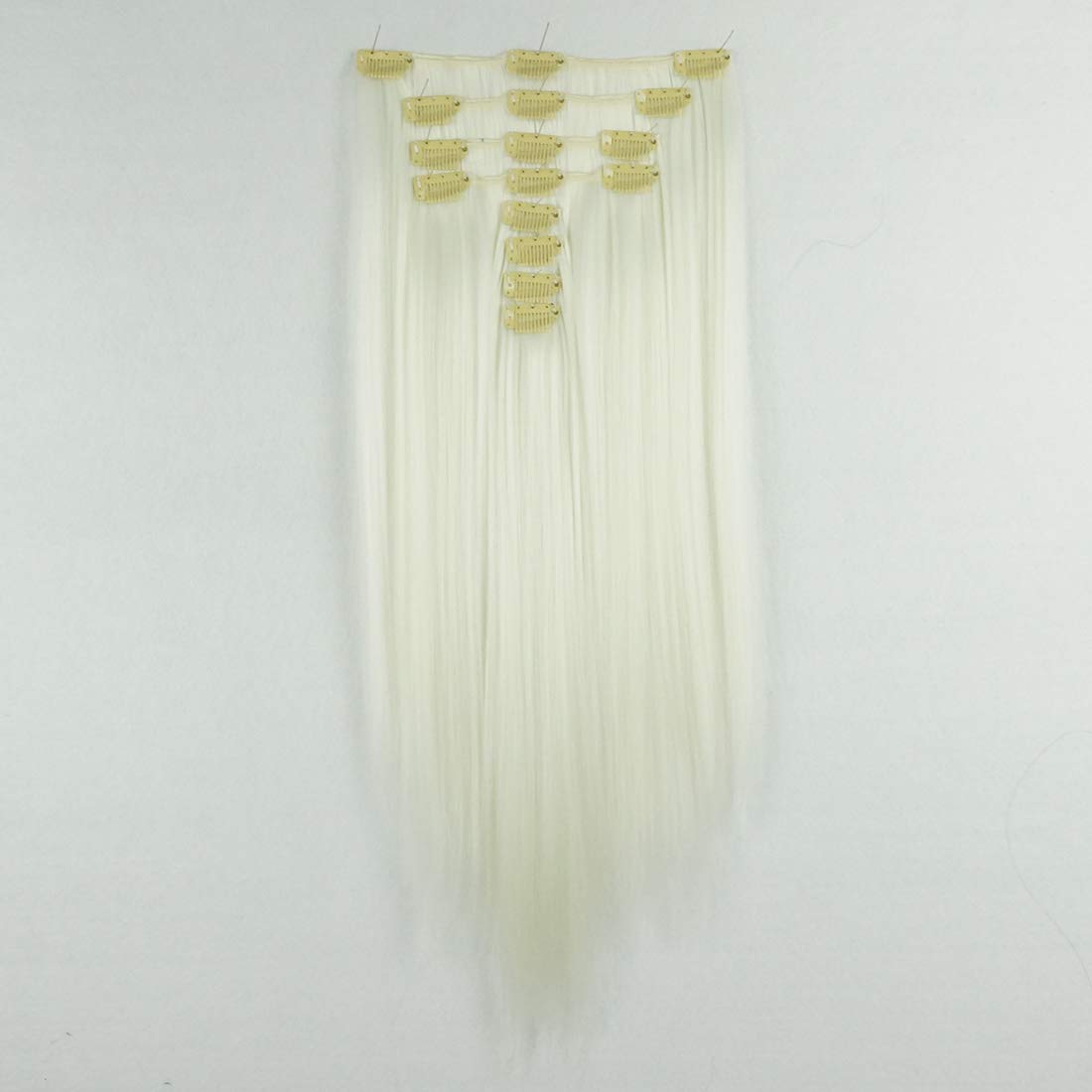 Lydell 20" Long Straight 8 PCS Set Hair Extension Thick Clip in on Synthetic Extensions for Women (613A White Blonde)