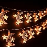 xfbbchh 40 LED Star Moon String Lights Battery Operated 20FT Star Mini Star Fairy Lights for Patio Garden,Wedding, Party, Home Decoration (Star-Moon)