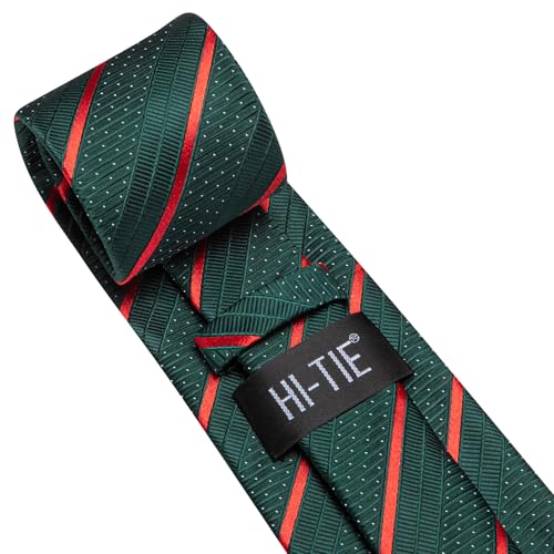 Image of Hi-Tie Silk Ties for Men Plaid Paisley Striped Necktie Pocket Square Cufflinks Set Formal Business