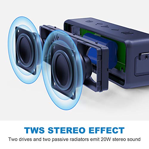 Bluetooth Speakers - Vanzon X5 Pro Portable Wireless Speaker V5.0 with 20W Loud Stereo Sound, TWS, IPX7 Waterproof & 24H Playtime, Suitable for Home, Travel and Outdoors - Thumbnail 3