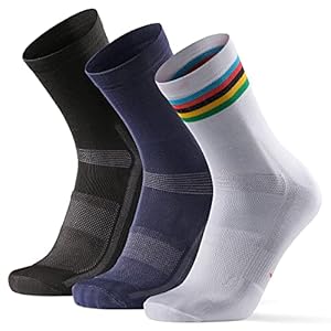 DANISH ENDURANCE Performance Crew Cycling Socks, Cushioned Bike Socks, 3 Pack for Men and Women