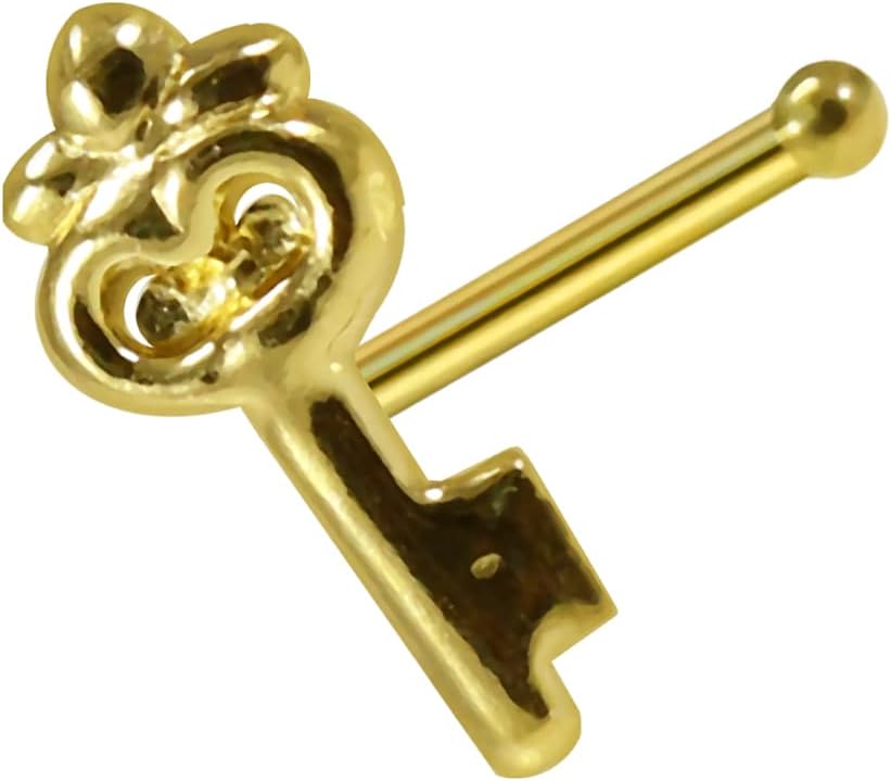 9K Solid Yellow Gold Nose Ring- Solid Gold Nose Ring- Unique Nose Ring- Gold Nose Bone Stud- Thin Nose Ring- 22 Gauge Nose Ring
