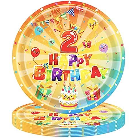 Colourful 2nd Birthday Party Paper Plates Cover