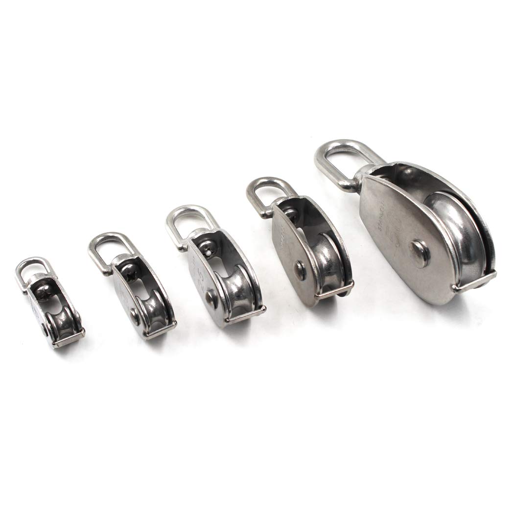 BuxiuGK 4 Pezzi M15 Puleggia in acciaio inox 304 con 4 Pezzi M4 Moschettone, Puleggia singola per funi metalliche fino a 6 mm di diametro,Capacità di Carico 35 Kg BuxiuGK 4 Pezzi M15 Puleggia in acciaio inox 304 con 4 Pezzi M4 Moschettone, Puleggia singola per funi metalliche fino a 6 mm di diametro,Capacità di Carico 35 Kg