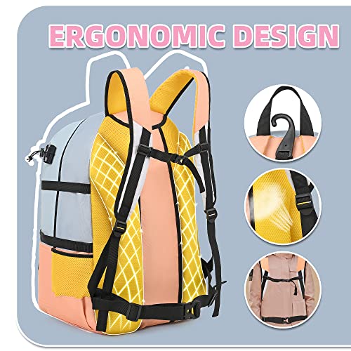 Boulder Bee | Lacrosse Backpack | Lacrosse Bags With Stick Holders | Field Hockey Bag | Lacrosse Gift For Women (Blue And Yellow, 10.6"X 14.5"X 22.4") #TOP2