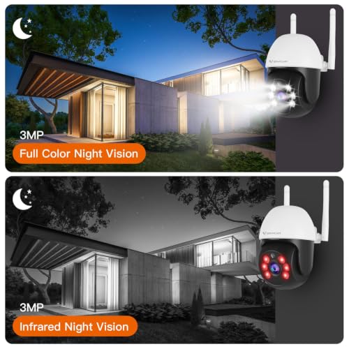 Image of VSTARCAM 3MP Wired Security Camera Outdoor, 0.8 Inch 2.4G WiFi PTZ Dome Home Surveillance Camera with Motion Detection, 2-Way Audio, Color Night Vision, Weatherproof 01