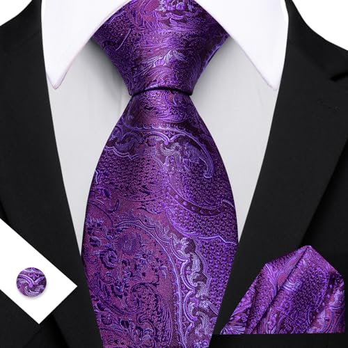 Image of Barry.Wang Flower Ties for Men Silk Woven Floral Tie Sets Necktie Handkerchief Cufflinks Wedding Party