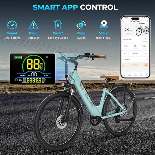 Movcan V80 Electric Bike, 1000W Motor 28MPH 26” City