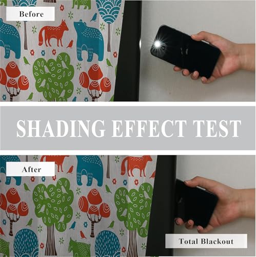 Image of BFAM Kids Blackout Curtains 5 feet Set of 1 - 100% Room Darkening, Thermal Insulated, Noise Reducing, Cute Animal & Rainbow Prints, Eyelet Curtains for Playroom, Bedroom & Nursery, Pack of 1 Curtain