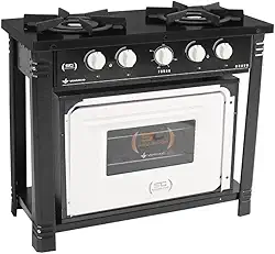 Fogão Industrial Preto com Forno Branco 2 Bocas Duplas Bravo Br2bf - Venâncio