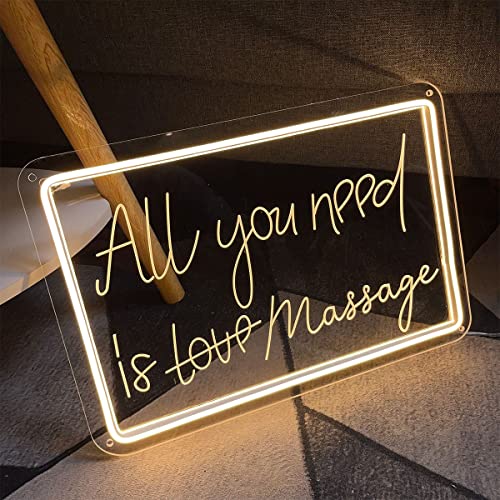 Image of Neon Sign All You Need is Massage Wall Decor 3D Art Carving Design Indoor Bedroom Led Neon Signs Backdrop Flex Christmas Party Wedding Living Room Birthday Gift(Warm White,USB,30x20CM)