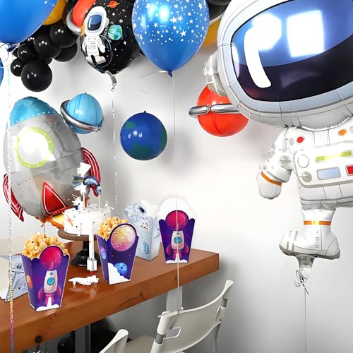 Image of 24Pcs Outer Space Themed Paper Popcorn Treat Boxes Candy Cookie Container for Astronaut Galaxy Birthday Party Supplies