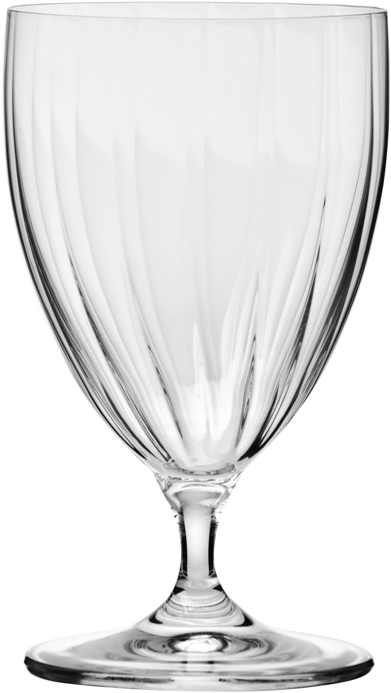 Krosno Bicchieri da Acqua Set di 4, 440 ml, Ondulato, Collezione Prima LUMI | Tumbler con stelo, bevande, cocktail, succo, vino, Vetro Cristallo senza piombo, Lavabili in lavastoviglie, Idea regalo