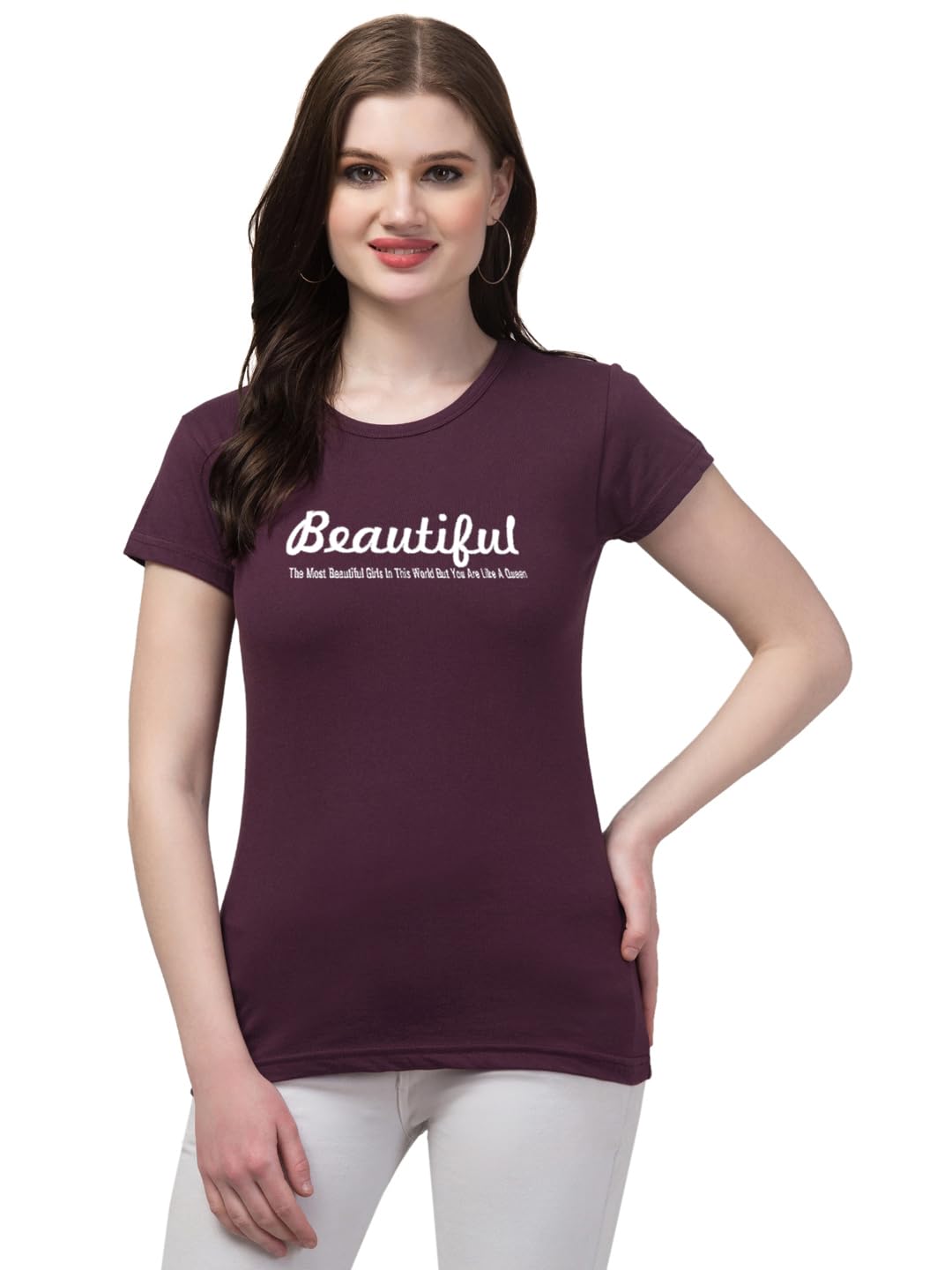 Women's 100% Cotton Printed T-Shirt - Slim Fit, Round Neck, Half Sleeves (Beautiful)-picture-10