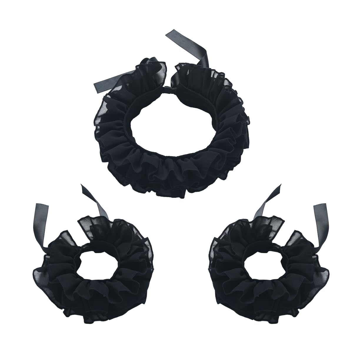 Mavikim Elizabethan Renaissance Collar Cuffs Set Ruffle Layered Clown Stand Neck Choker Wrist Accessory