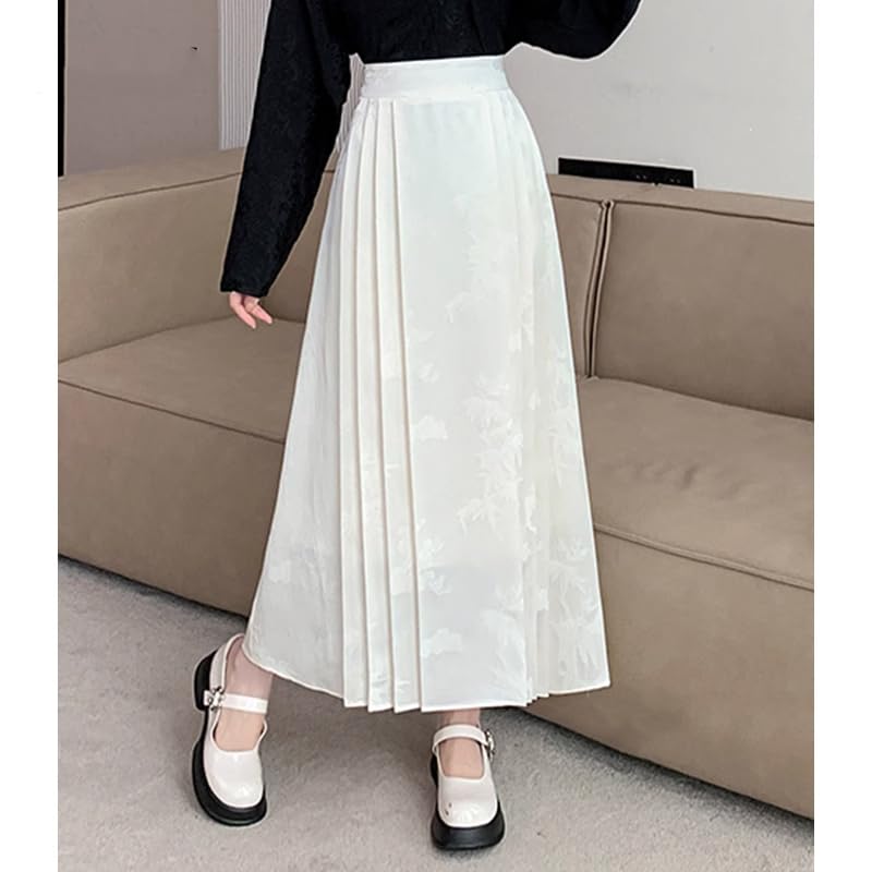 Chinese Split Skirt, Elastic Waist, Floral Print, Casual2