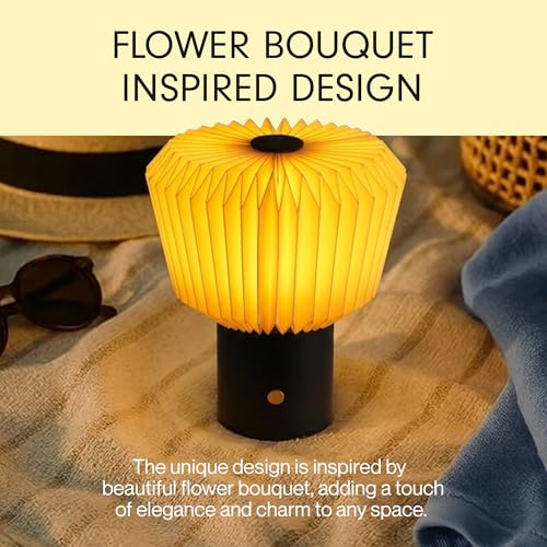Image of FIG Living Touch Sensor Portable Table Lamp |Secret Santa Gift | USB-C Rechargeable | 3 Brightness Levels | Home Office, Study & Gifting Decor Light (Bouquet | Portable)