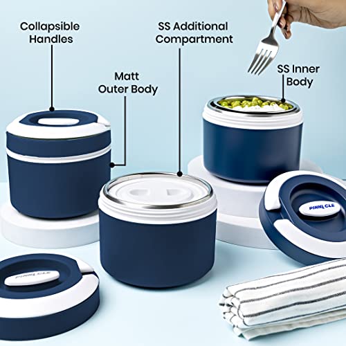 Image of Pinnacle Prime Stainless Steel Insulated Lunch Box (600ml) |Lunch Box for Kids & Office Women| Leak Proof | Tiffin Box for Office for Men | Hot Upto 4hrs | Lunch Box for School | Green (Blue)