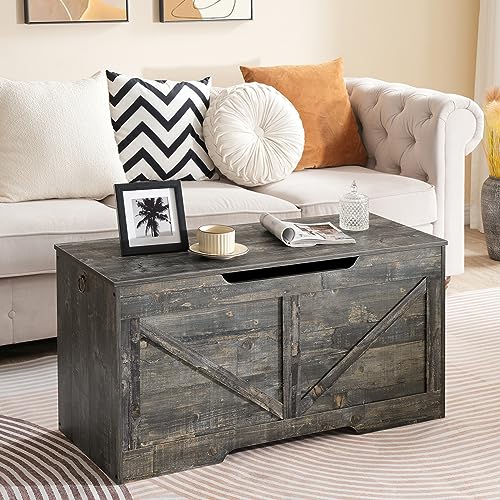 image for HOOBRO Storage Bench, 39.4” Retro Wooden Storage Chest with U-Shaped