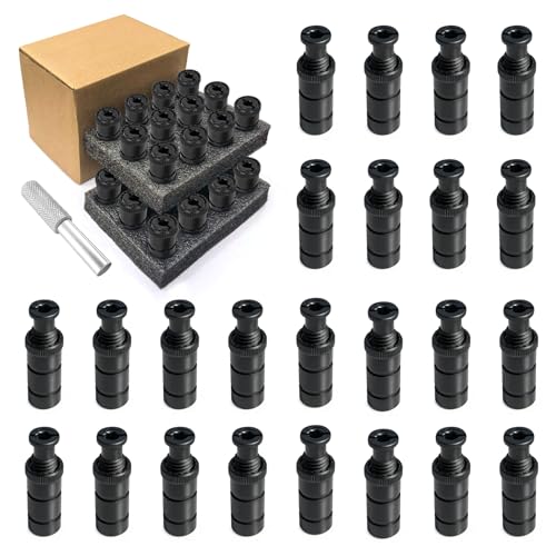 24-Pack Upgraded Pool Cover Anchors with Head Bolts & Aluminum Tamping Tool - Fiberglass Reinforced Plastic Corrosion Resistant 3/4 Universal Hole for Concrete & Pavers Pool Safety Cover