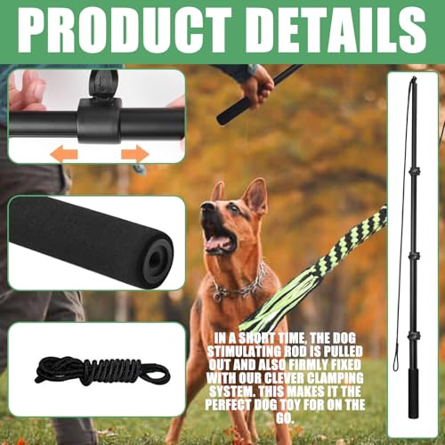Reizangel Hunde Große Hunde, Profi Reizangel für Hundes längenverstellbar 124cm für Längenverstellbar mit 2 Seil Spielzeug, Hundespielzeug Ausziehbar aus Aluminiumlegierung Für Mittlere & Große