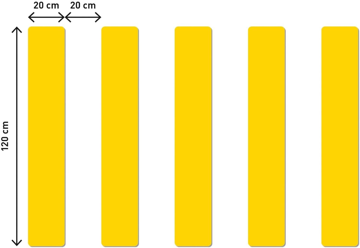 Durable Señalización de suelo rayas de cebra 200/05, adhesivo para suelos (5 rayas), similar a RAL 1003 amarillo señal, 181004