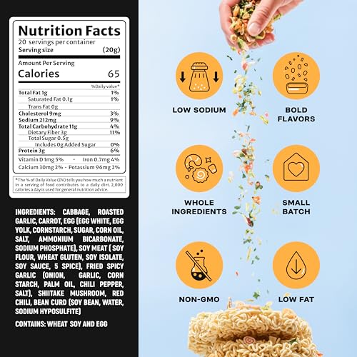 Image of Ramen Bae Spicy Garlic Dried Ramen Toppings - Low Sodium, Chili Flakes | Low Fat, Dehydrated Ramen Toppers, Add Ins, Mix Ins for Ramens, Noodles, Soup, Fried Rice - Up To 20 Servings