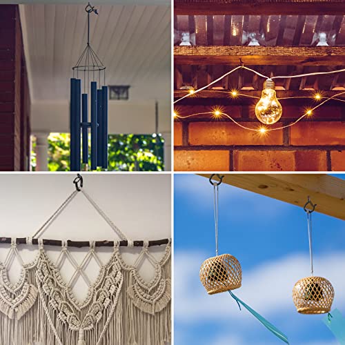 Aoert 8 Pcs Outdoor Hooks For Outdoor String Lights, Screw Hooks For Hanging Plants/Wind Chime/Baskets, Safety Buckle Design, Windproof (Black) (8) #TOP4
