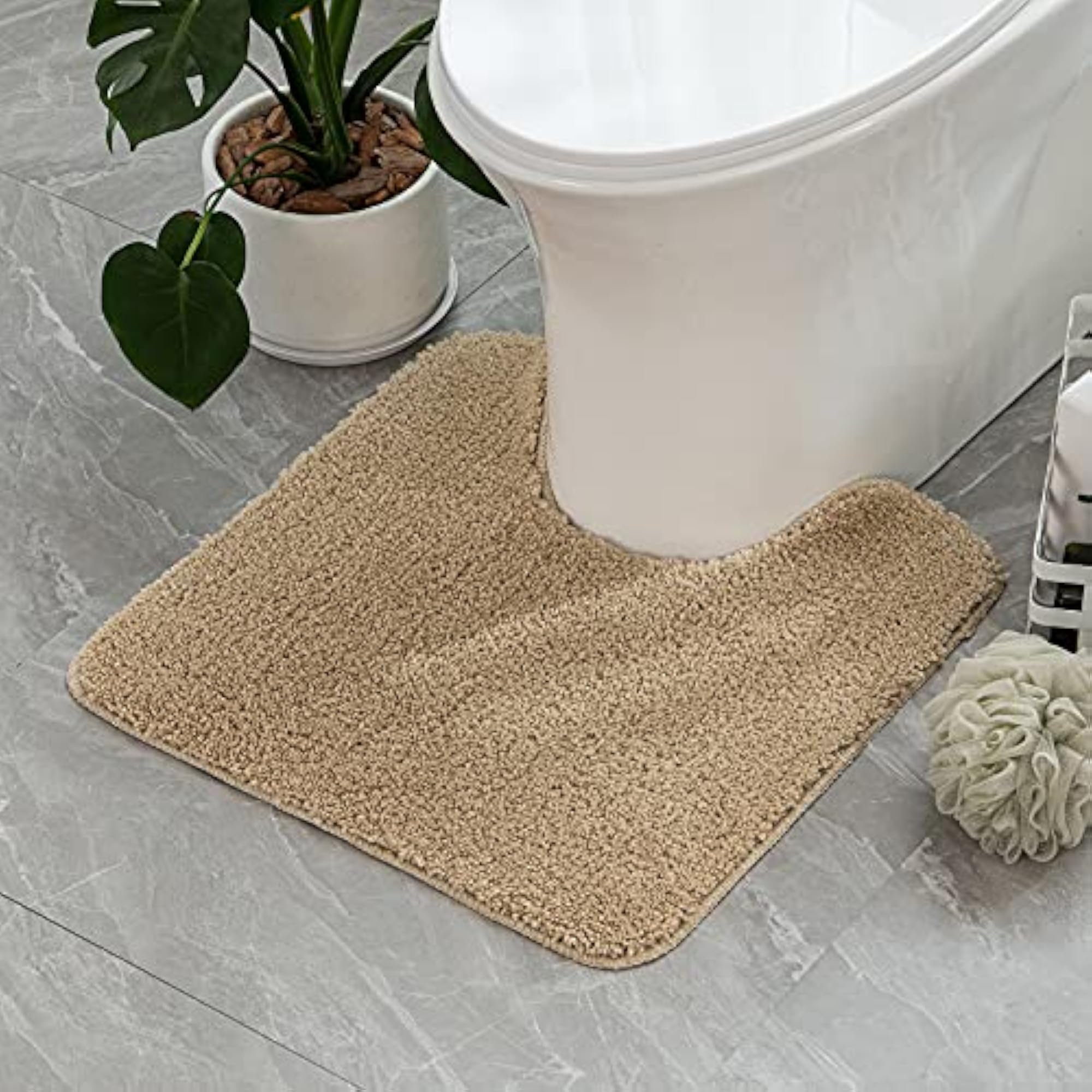 Absorbent WC Toilet Rug Non Slip U Shape Bath Mat