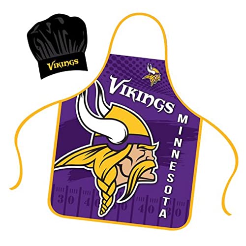 Minnesota Vikings Apron Chef Hat Set Full Color Universal Size Ti...