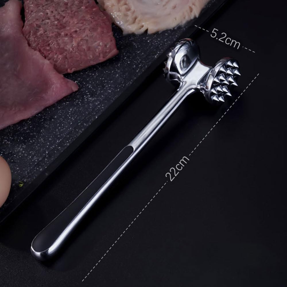 Meat Tenderizer Hammer - Double-Sided Meat Hammer of Food-Grade Zinc Alloy, Mallet Kitchen Tool for Beaf Steak Chicken Fish Pork