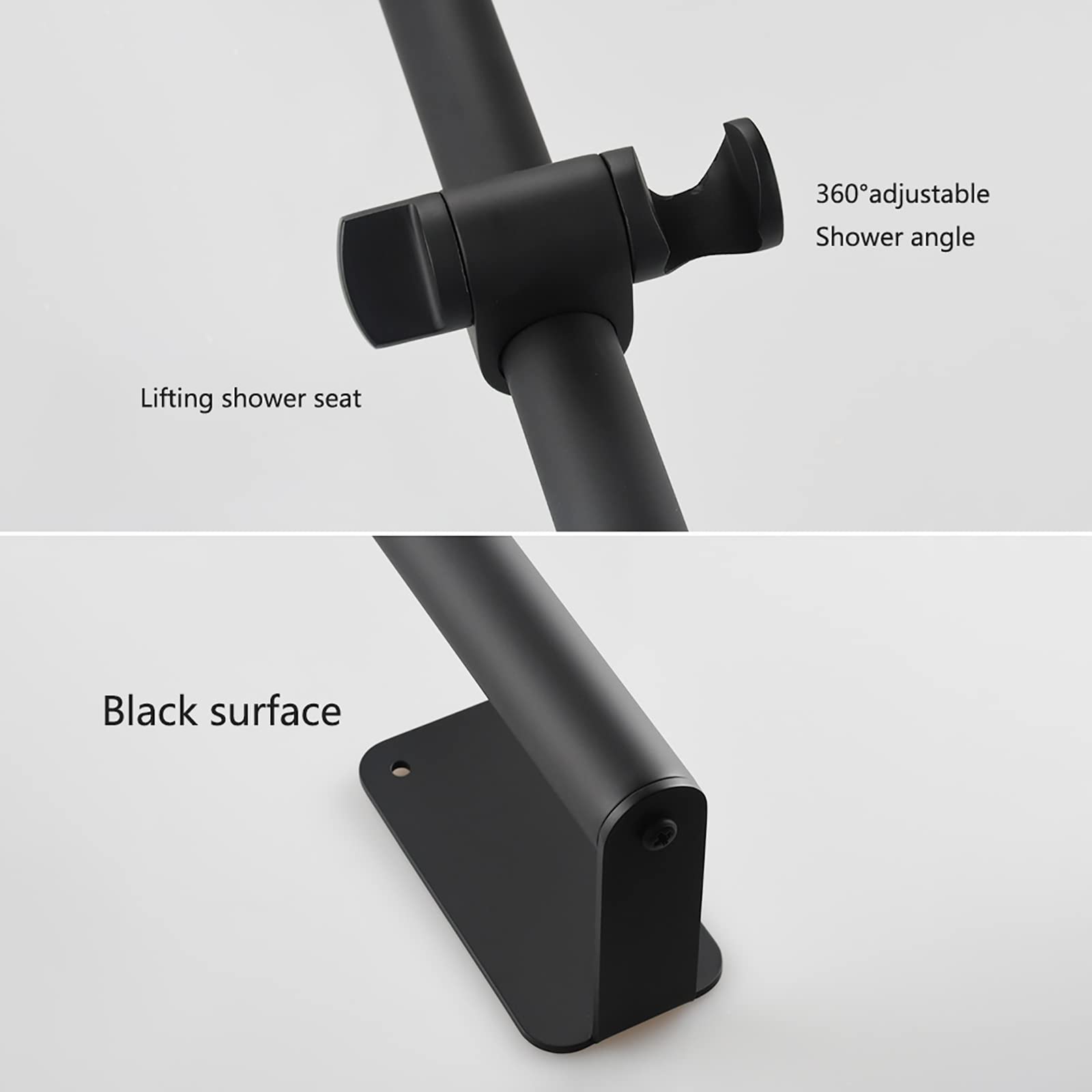 Asta Doccia Nero Saliscendi Doccia 304 Acciaio Inox Asta Doccia Saliscendi da Parete Regolabile Saliscendi per Doccia Completo con 5 Funzioni Doccetta, Supporto Regolabile, Tubo 150 cm