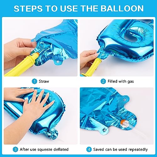 Image of Happy Birthday Balloons Banner Blue 16 Inch Mylar Foil Letters
