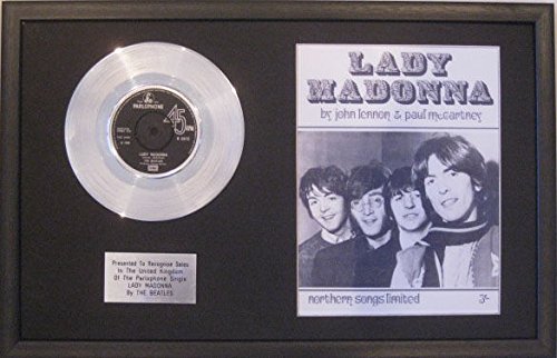 The Beatles – Platine disque et Chanson Feuille – Lady Madonna - Les Beatles, Paul McCartney, John Lennon, RIngo Starr, George Harrison The Beatles – Platine disque et Chanson Feuille – Lady Madonna