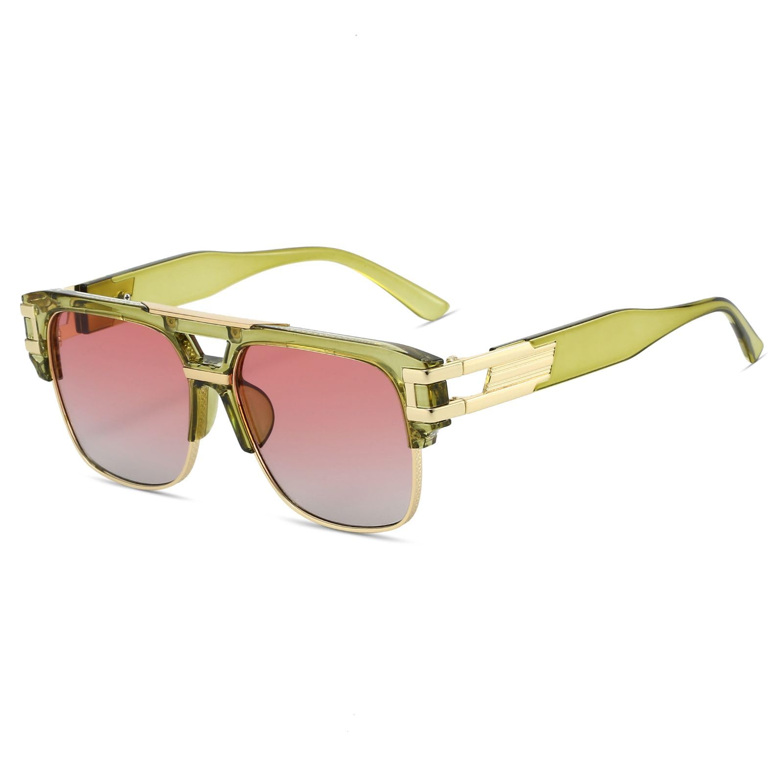 70s Retro Sunglasses Mens Womens Trendy Square Gold Metal Sun Glasses