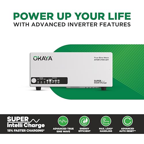 Image of Okaya Inverter with Battery Combo for Home, Office & Shops | ATSW 1700 12V Pure Sine Wave Inverter 1450VA with 36 Months Warranty & OPLT19036 160Ah Battery with 36 Months Warranty