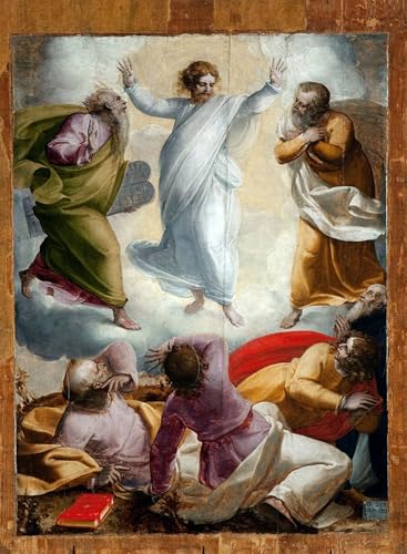 Cuadro en lienzo de la Transfiguración de Luca Cambiaso, obra clásica de 60x90cm de alta calidad