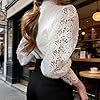 Elegant Tops for Women, Womens Elegant Lace Trim Blouse Casual Victorian Top Long Sleeve Button Down Tops Hollow Out Patchwork Ruffle Work Office Shirts Birthday Gifts for Women,White,L,u32k #2