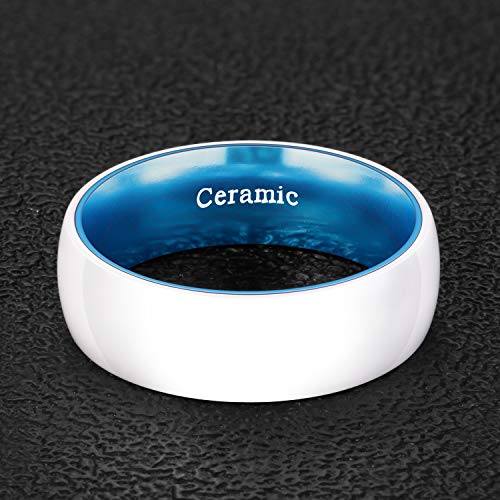 POYA White Ceramic Ring 6mm 8mm Wedding Band for Men Women Inlay Anodized Aluminum Liner Comfort Fit4
