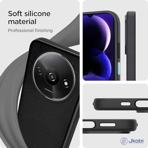 Image of Jkobi Back Cover Case for Xiaomi Poco C61 (Textured Grip Design | Camera Protection | Slim and Light Weight | Soft Touch and Feel | Black)