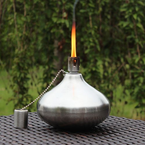 Seraphic Citronella Torch Candles for Outdoor Patio and Deck - 30oz Large Table Top Stainless Steel Metal Oil Burner Torches for Outside, Stainless Steel - Thumbnail 7