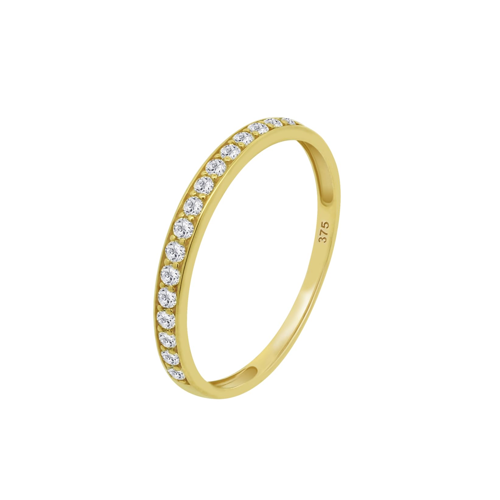 Time RoaD Anillo Mujer Oro 9K de 375 ml | Diseño Ergonómico y Ajuste Perfecto AF00011/18, Ideal para Compromiso, Pedida, Alianza, Promesa, Con Circonita, Anillos Mujer