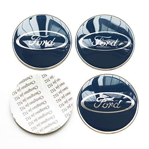 4PCS 65mm 2.56'' Auto Car Sticker Wheel Center Hub Cap Logo Aluminium fit for Ford (Navy Blue)