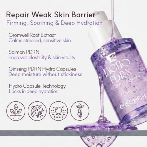 Image of JACHO PDRN YAKTANG Essence, Dual PDRN Capsule Glow Serum for Face, Hydrating Firming Care for Glass Skin, 1.01 fl oz