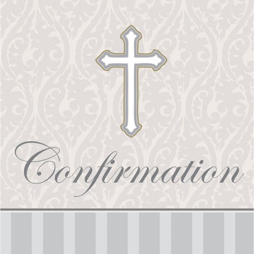 16-Count Confirmation Lunch Napkins, Silver Devotion Cross