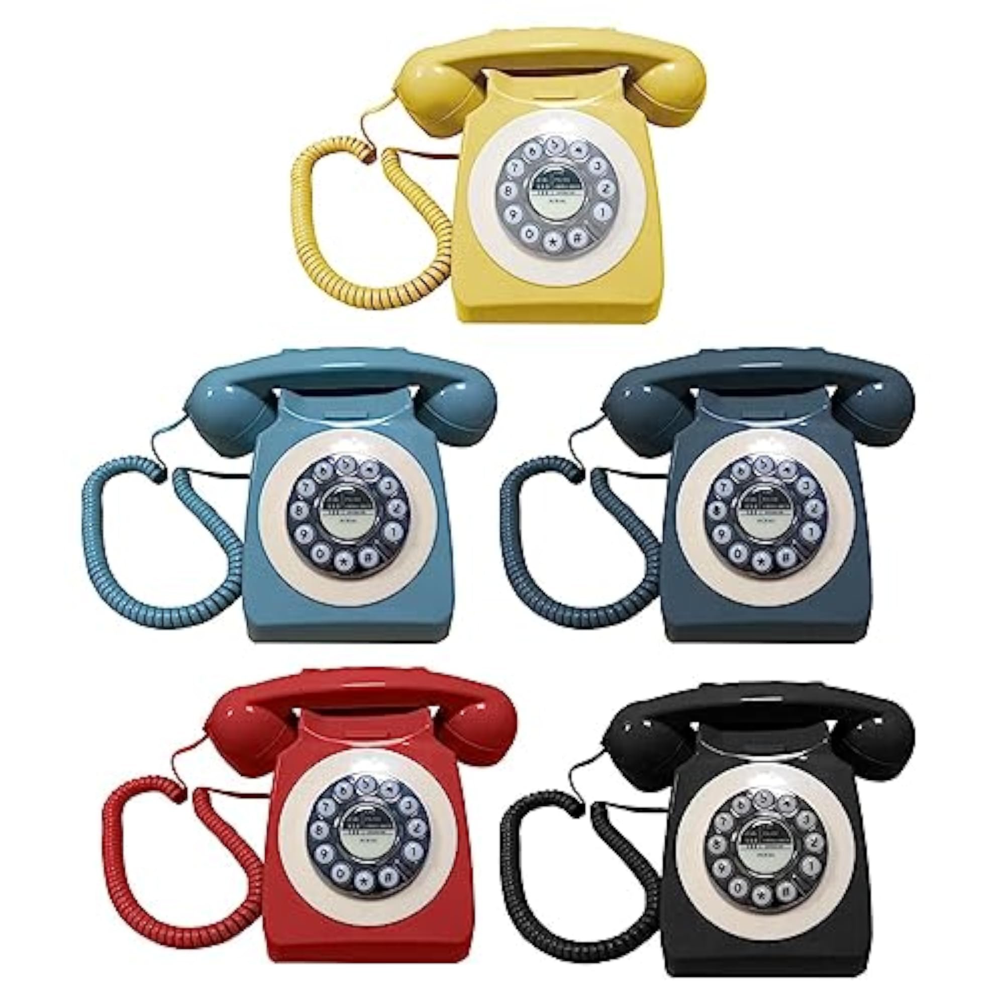 Classic Old Style Corded Telephone with Redial, Blue