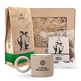 Coffee Broastery Premium-Kaffee-Geschenkset – Brasilianischer Mogiana-Kaffee (ganze Bohnen) 1 kg, Kaffeekaramellen 250 g, Keramiktasse 300 ml – Elegante Geschenkidee