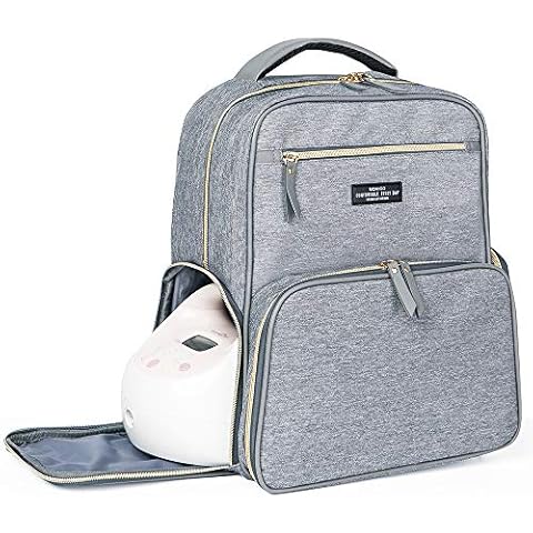 Breast Pump Backpack Diaper Bag - Multi-Function Cooler and Moistureproof Bag for Mother Baby Bottle Breast Milk Pump Mommy Outdoor Working Backpack with Insulation Pocket (Grey) Cover